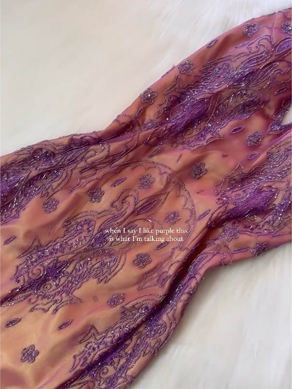 Pink & Purple Ombre Beaded Halter Maxi Dress
