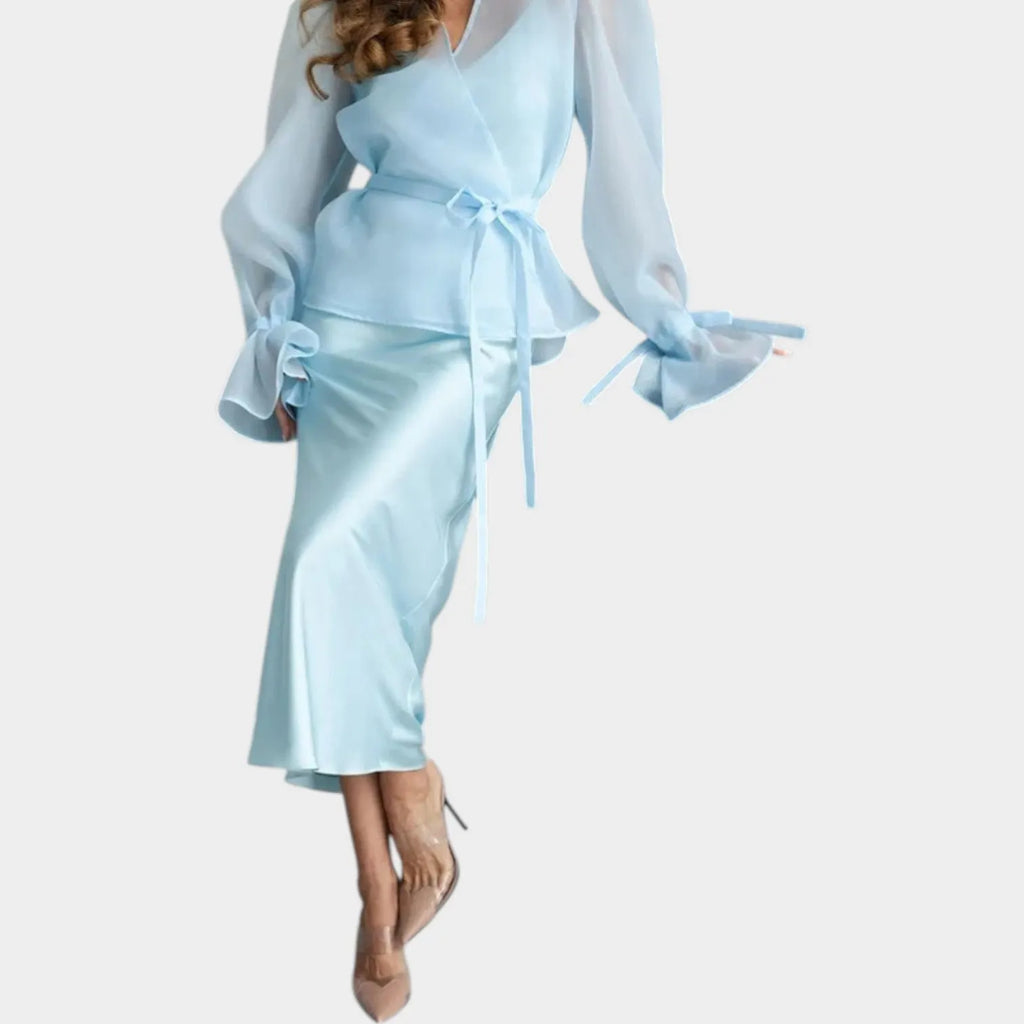 Satin and Chiffon Two-Piece Set