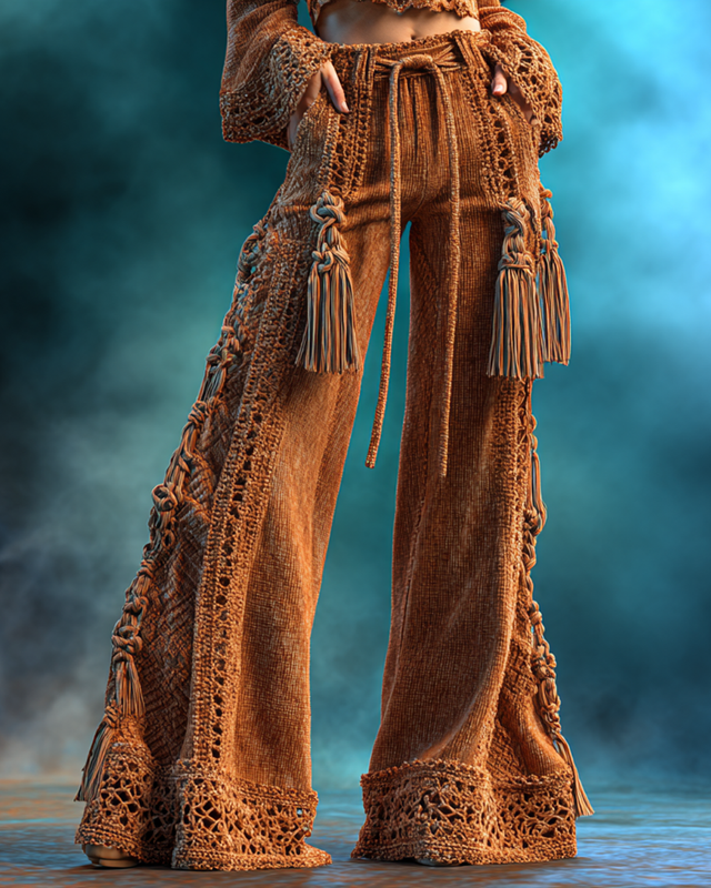 Women's Spring Comfortable and Stylish Crochet Knitted Trousers 9310