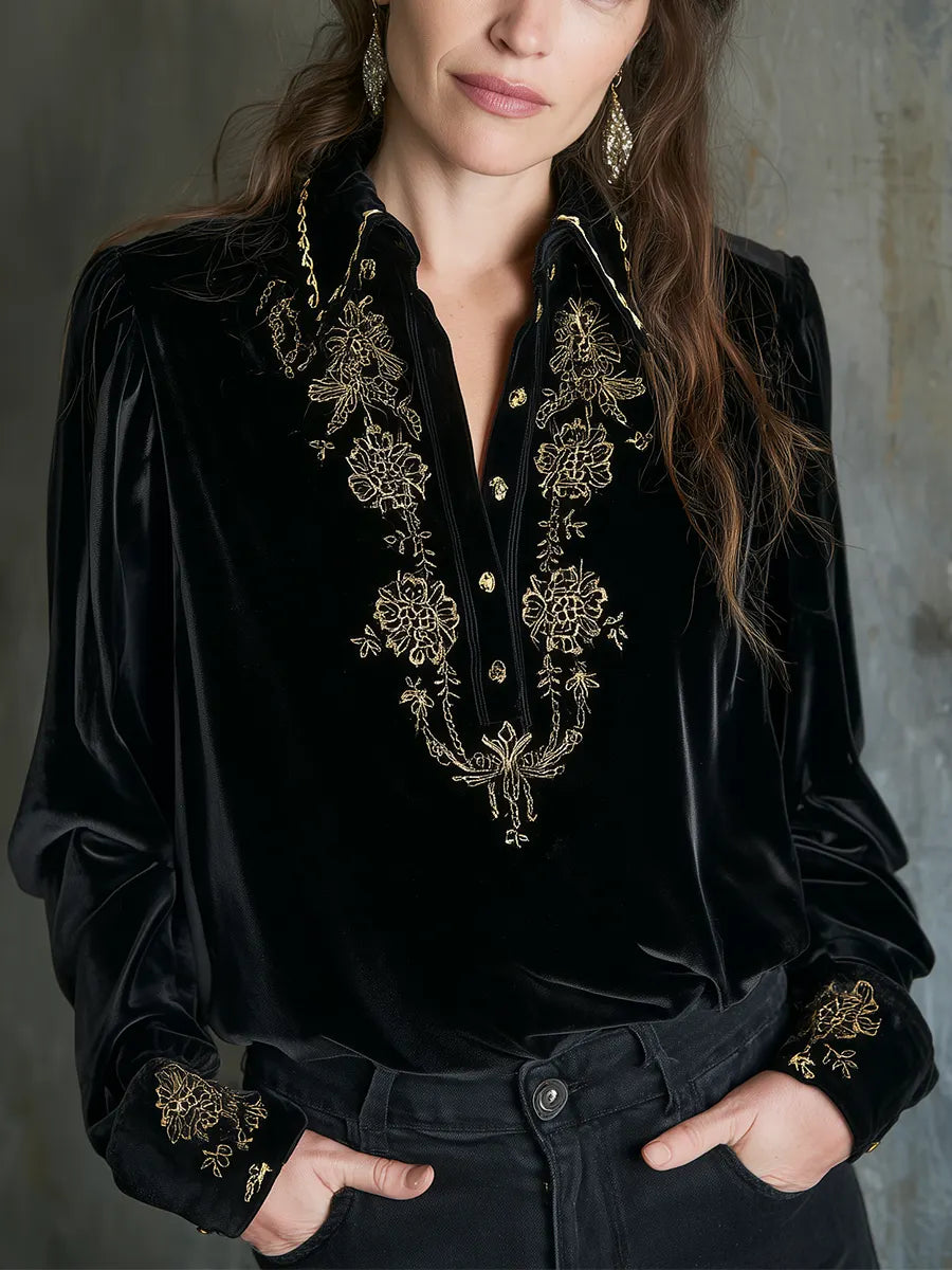 Luxurious Black Embroidered Blouse