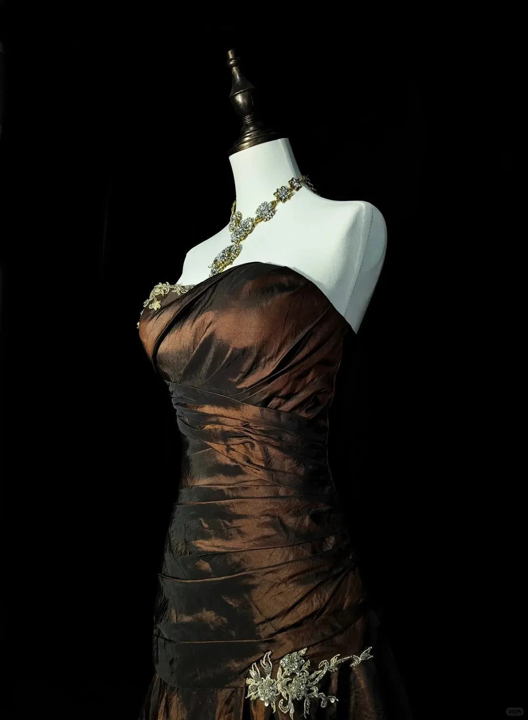 Strapless Brown Vintage Evening Dresses, Sleeveless Long Party Gowns  25499