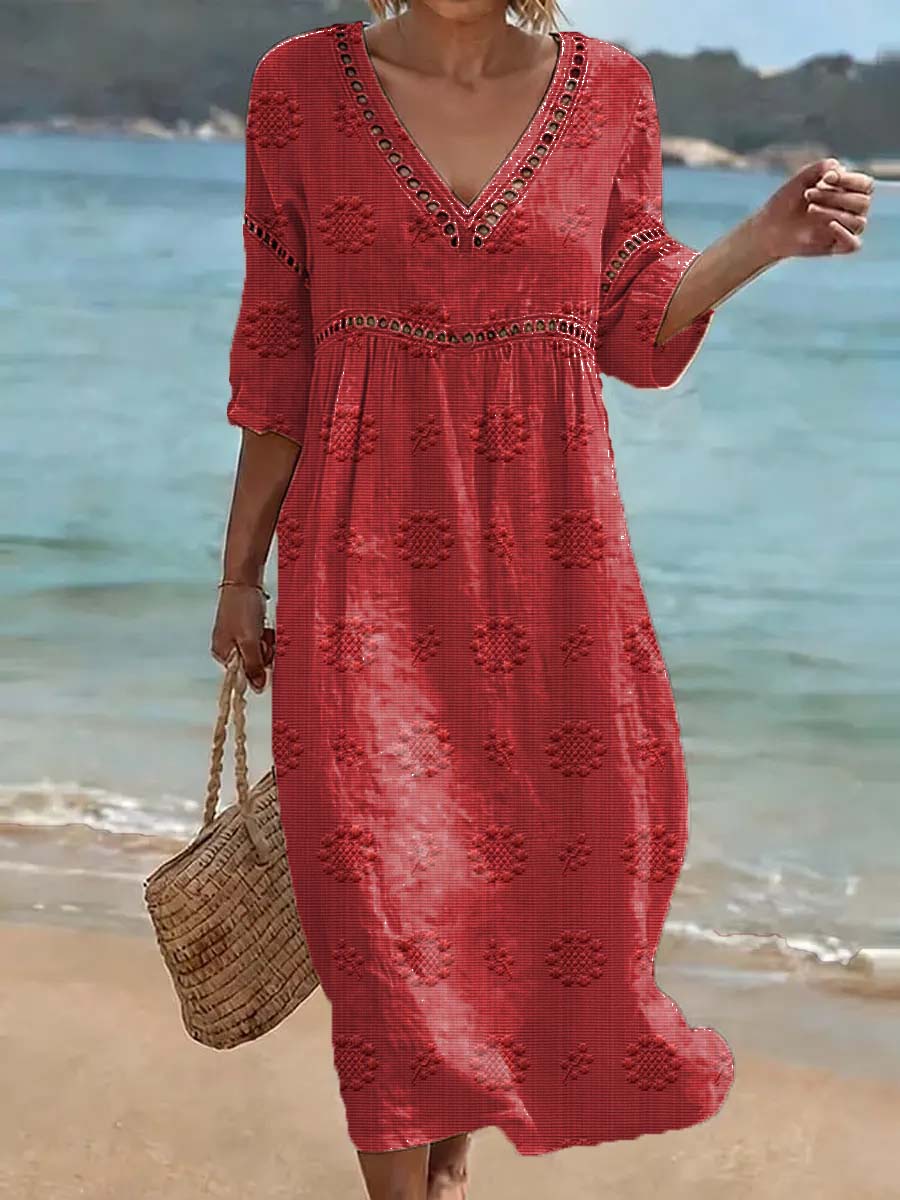 Women's Floral Art Print Casual Cotton Linen Dress
