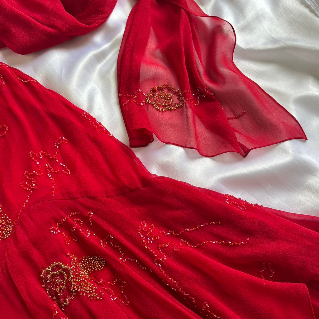 Women's Red and Gold Dress