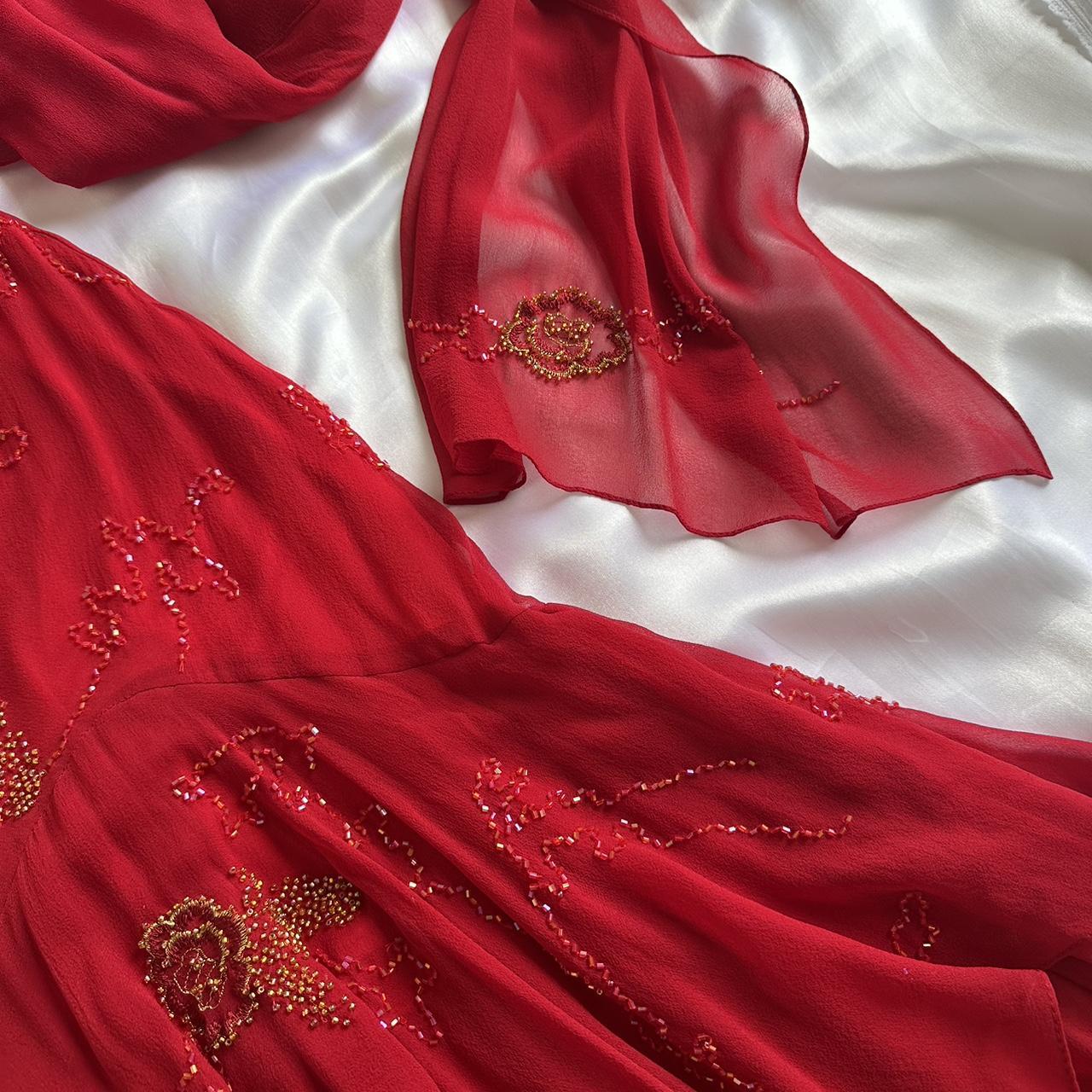 Women's Red and Gold Dress
