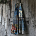 Women's Japanese Traditional Sashiko In Floral Patchwork Art Cotton And Linen Dress c0e2