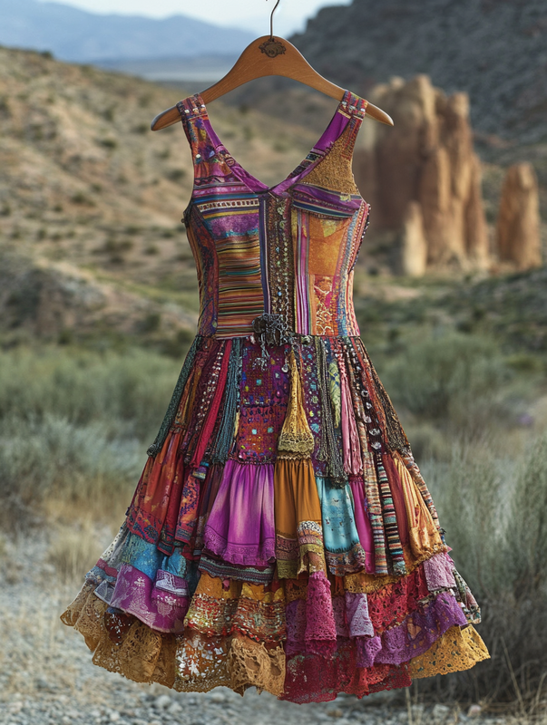 Colorful Vacation Color Block Dress 8244