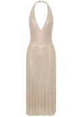 Halter Sparkly Midi Dress Ivory