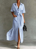 Women's Striped Pattern Art Casual Stylish Cotton Linen Dress