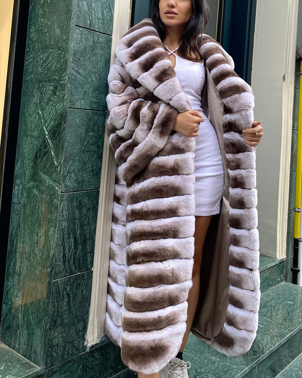 Top Quality Rex Rabbit Fur Long Big Collar Women's Premium