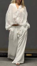 White Boho Embroidered 2‑Piece Set
