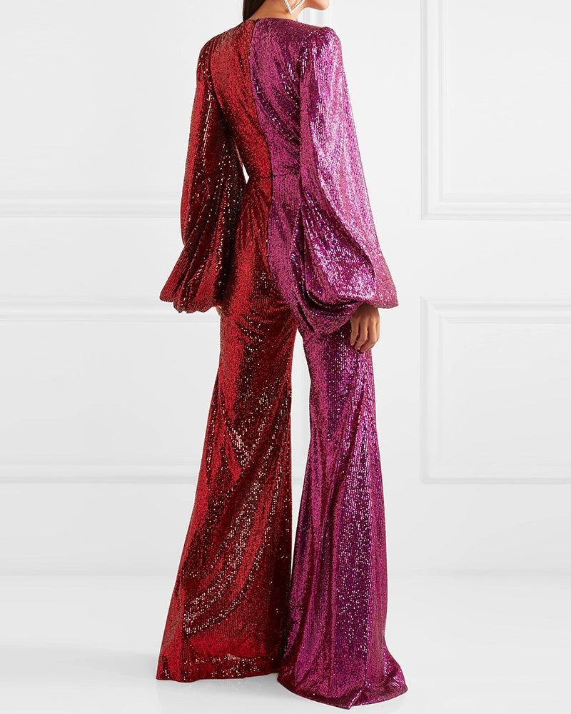 Women's Pink Sequin Jumpsuit