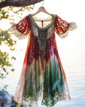 Summer Holiday Ruffle Lace Color Contrast Dress 4e69
