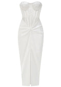 Strapless Mesh Corset Maxi Dress White