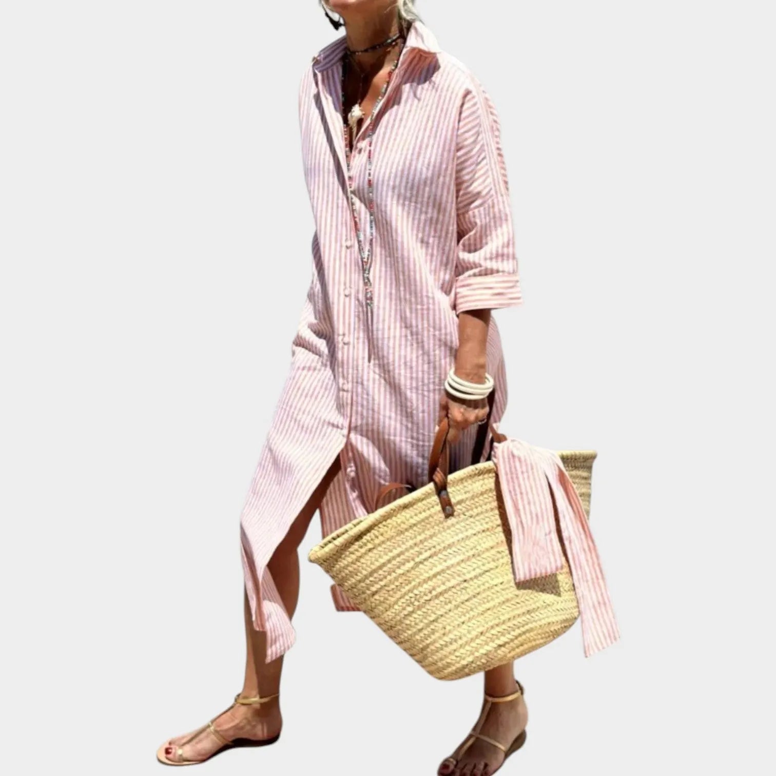 Bohemian Printed Midi Shirt Dress