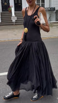 Black Tank Top & Maxi Skirt Combo Dress