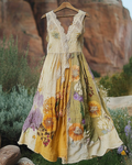 Summer Vintage Floral Lace Patchwork Dress 1841