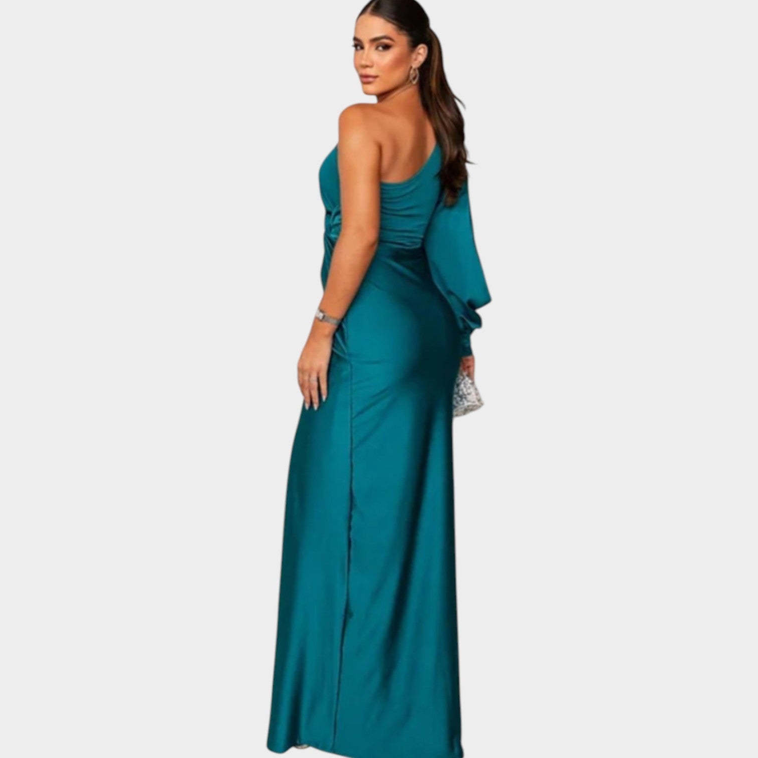 One-Shoulder Satin Evening Gown