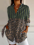 Women's Geometric Leopard Print Casual Long-sleeve Shirt