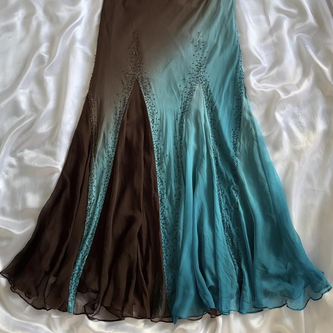 Women's Brown and Blue Dress