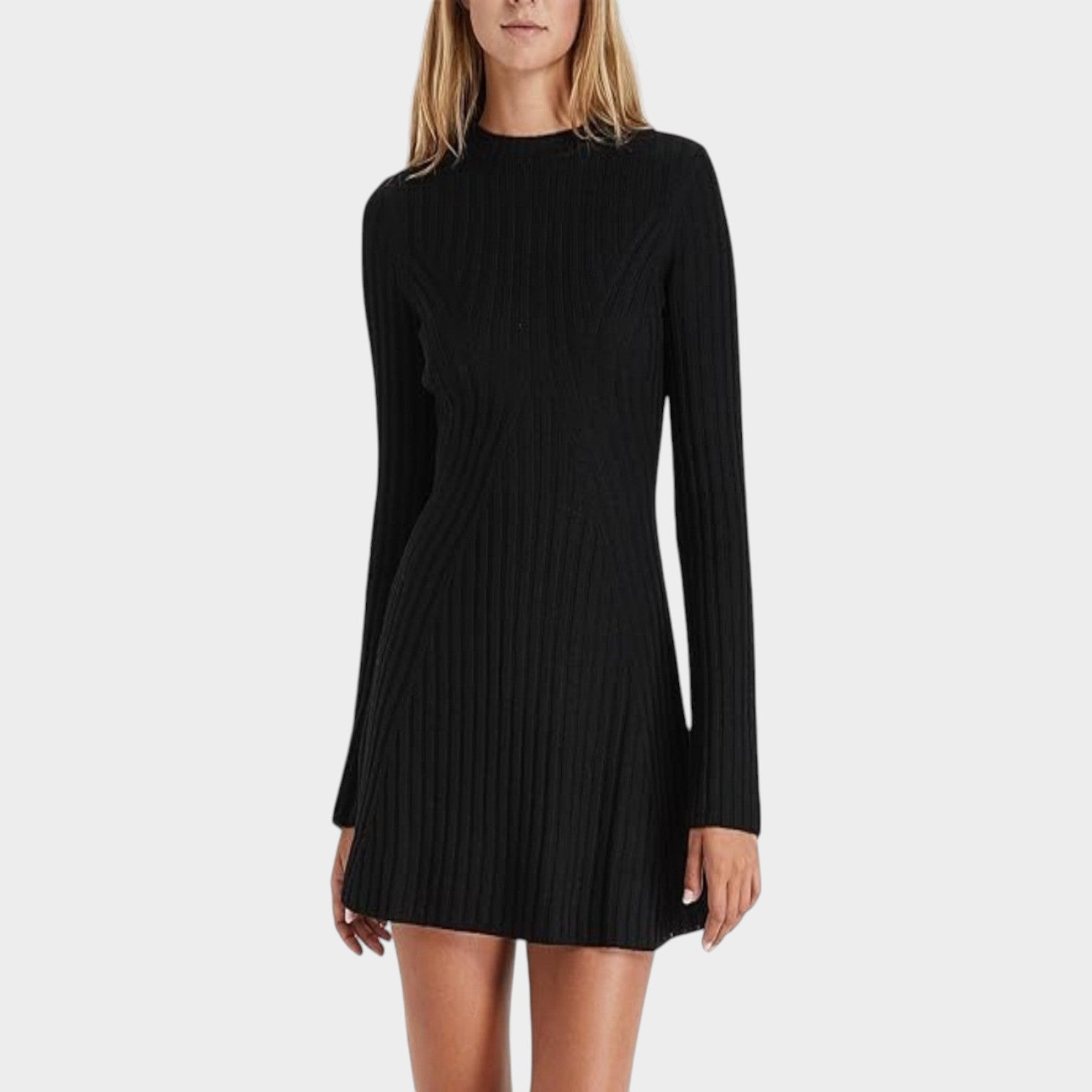 Textured Long Sleeve Mini Dress