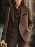 [24-hour shipping out]Casual Loose Simple Herringbone Wool Pocket Blazer