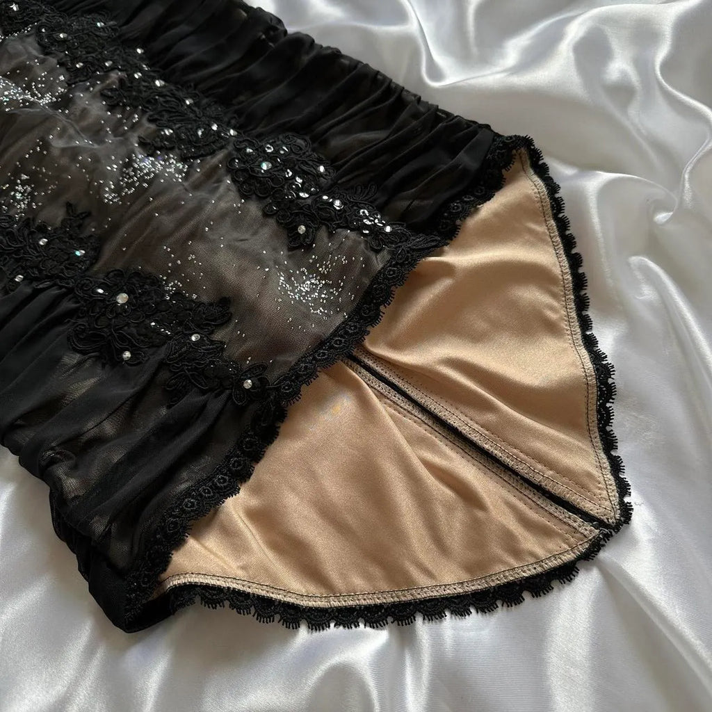 Women's Black and Cream Dress