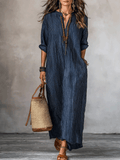Nomadic Indigo Loose-Fit Maxi Dress