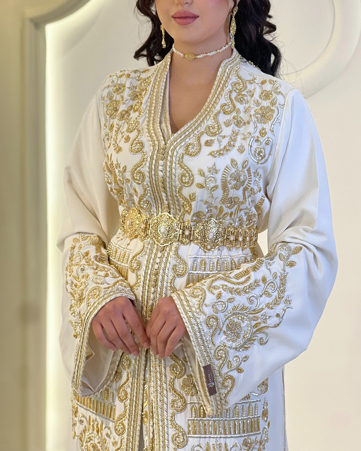 Women's V-neck embroidered kaftan Dress