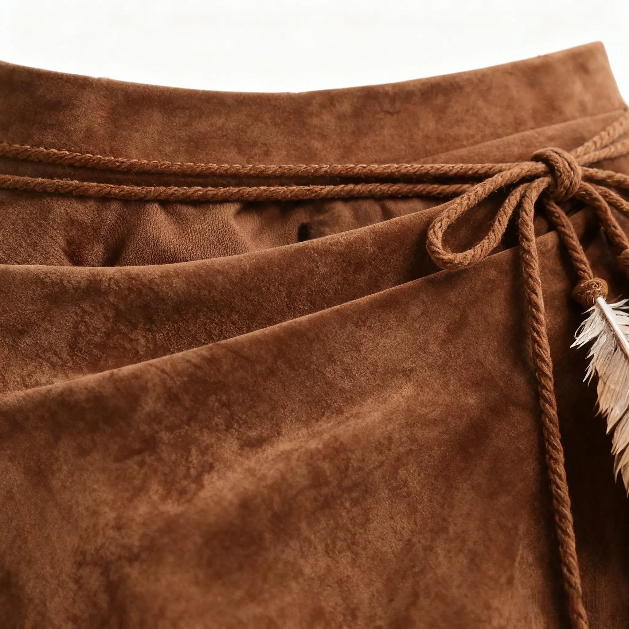 Retro Western Style Irregular Design Suede Skirt