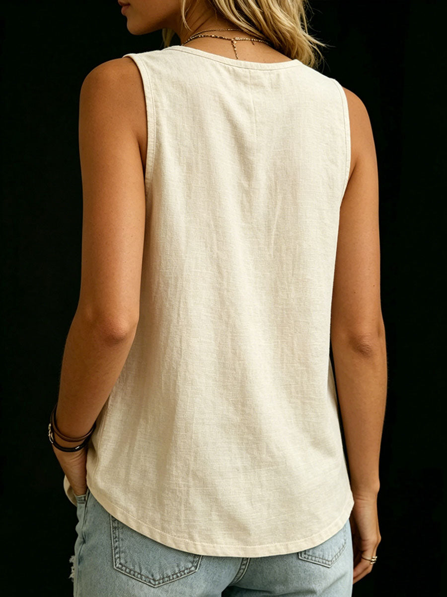 Women's Casual Sleeveless Crew-neck Vest Top
