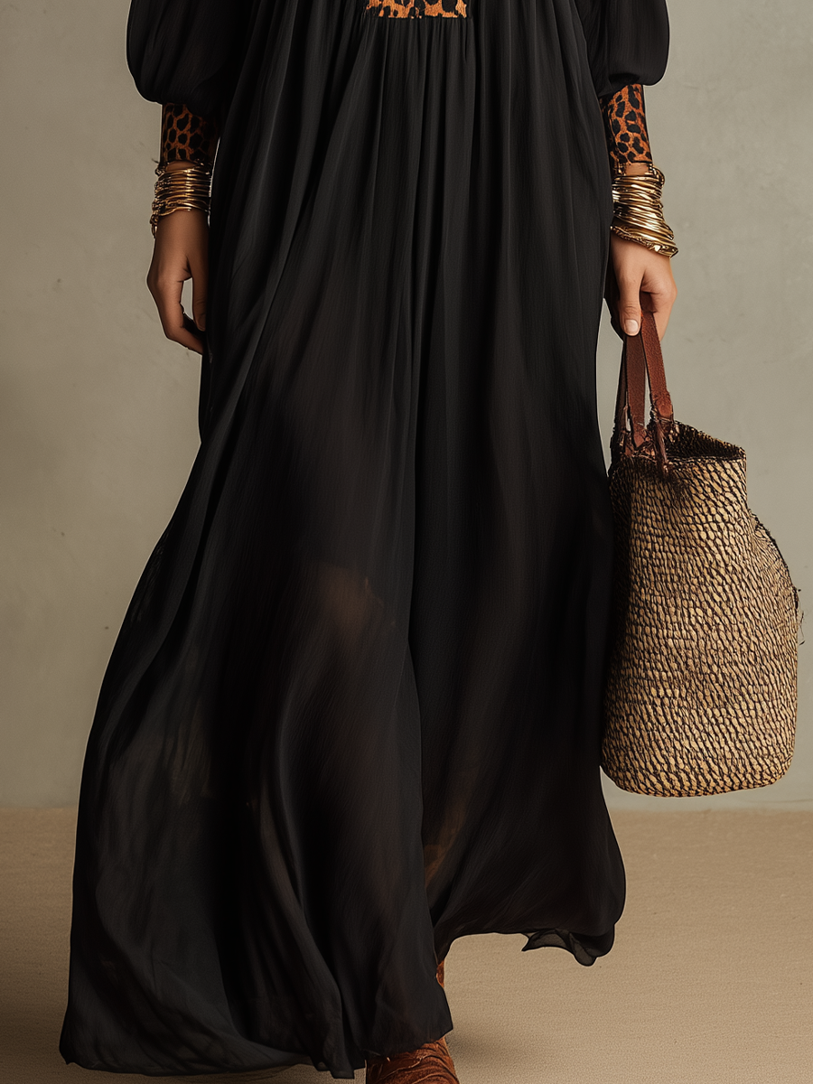 Classic Denim Blue Ruffle Zip Maxi Dress