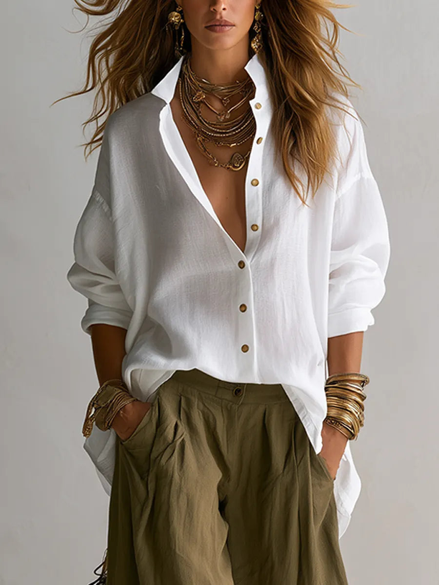 Linen Shirt Paired With Olive Green Lantern Pants Suit