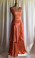 Y2K Vintage Silk Maxi Dress: Fairycore Style Beaded Floral Print Party Dress