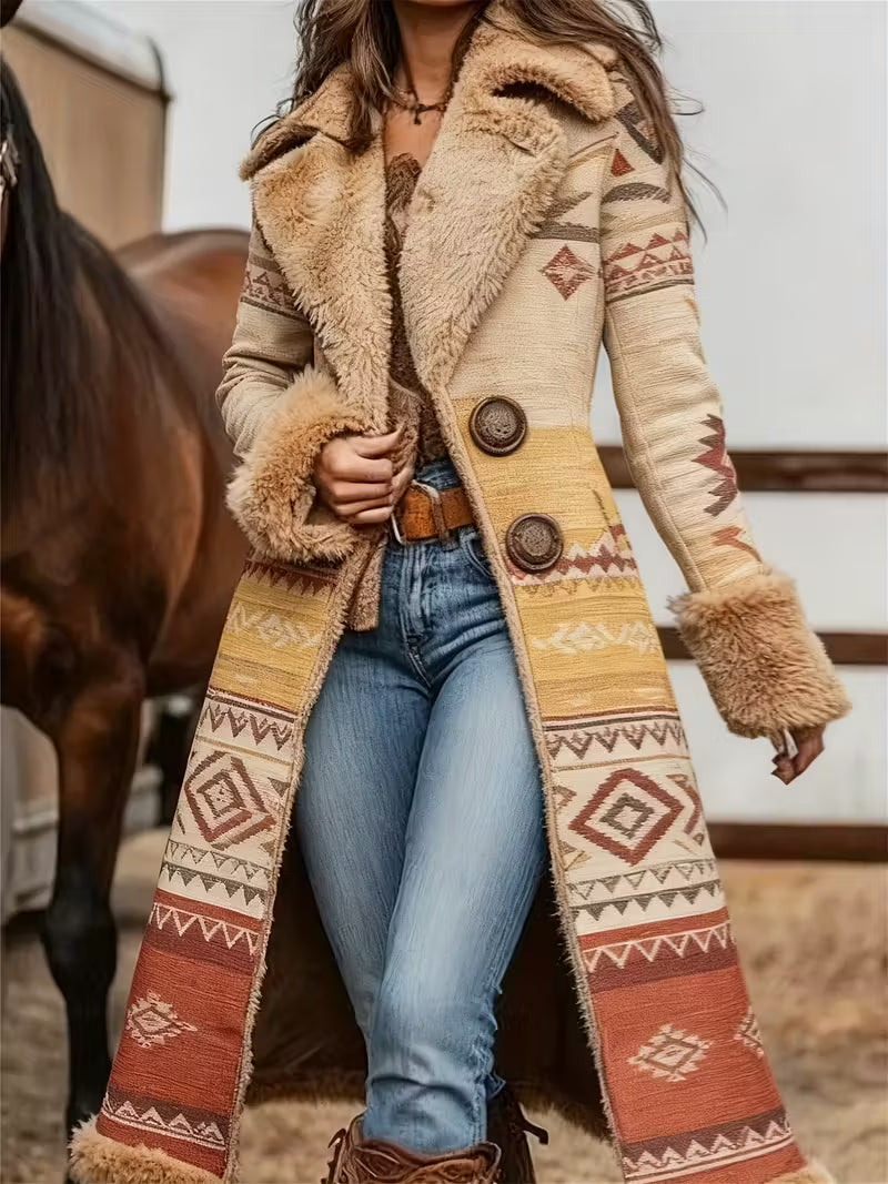 Denim Women's Western Retro Coat Plush Autumn And Winter Warm Coat