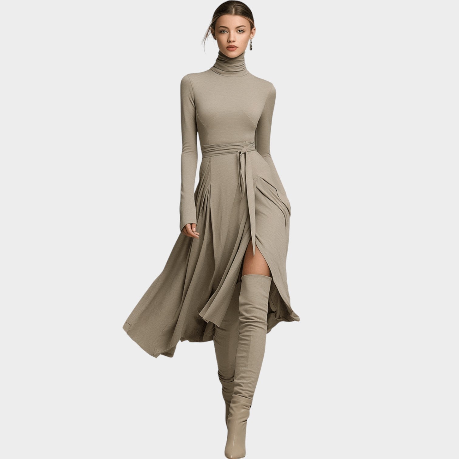 Modern Wrap Turtleneck Dress