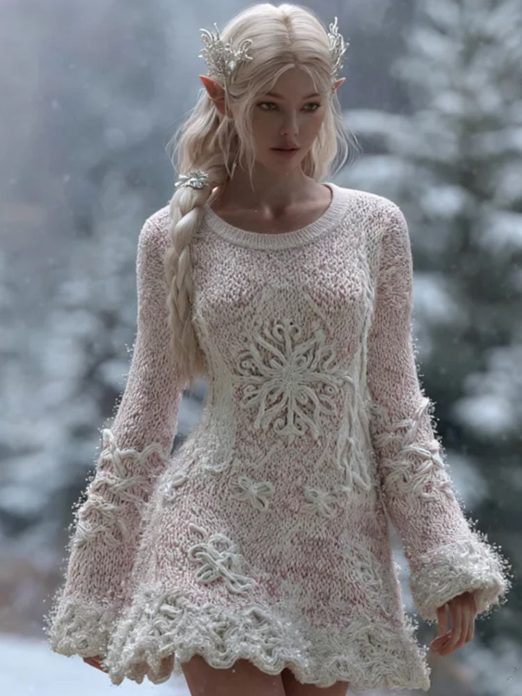 Women's Christmas Snowflake Pink Dress
