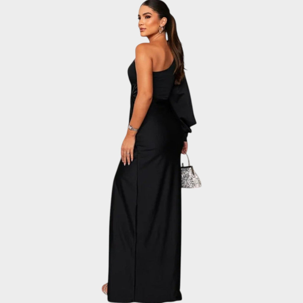 One-Shoulder Satin Evening Gown