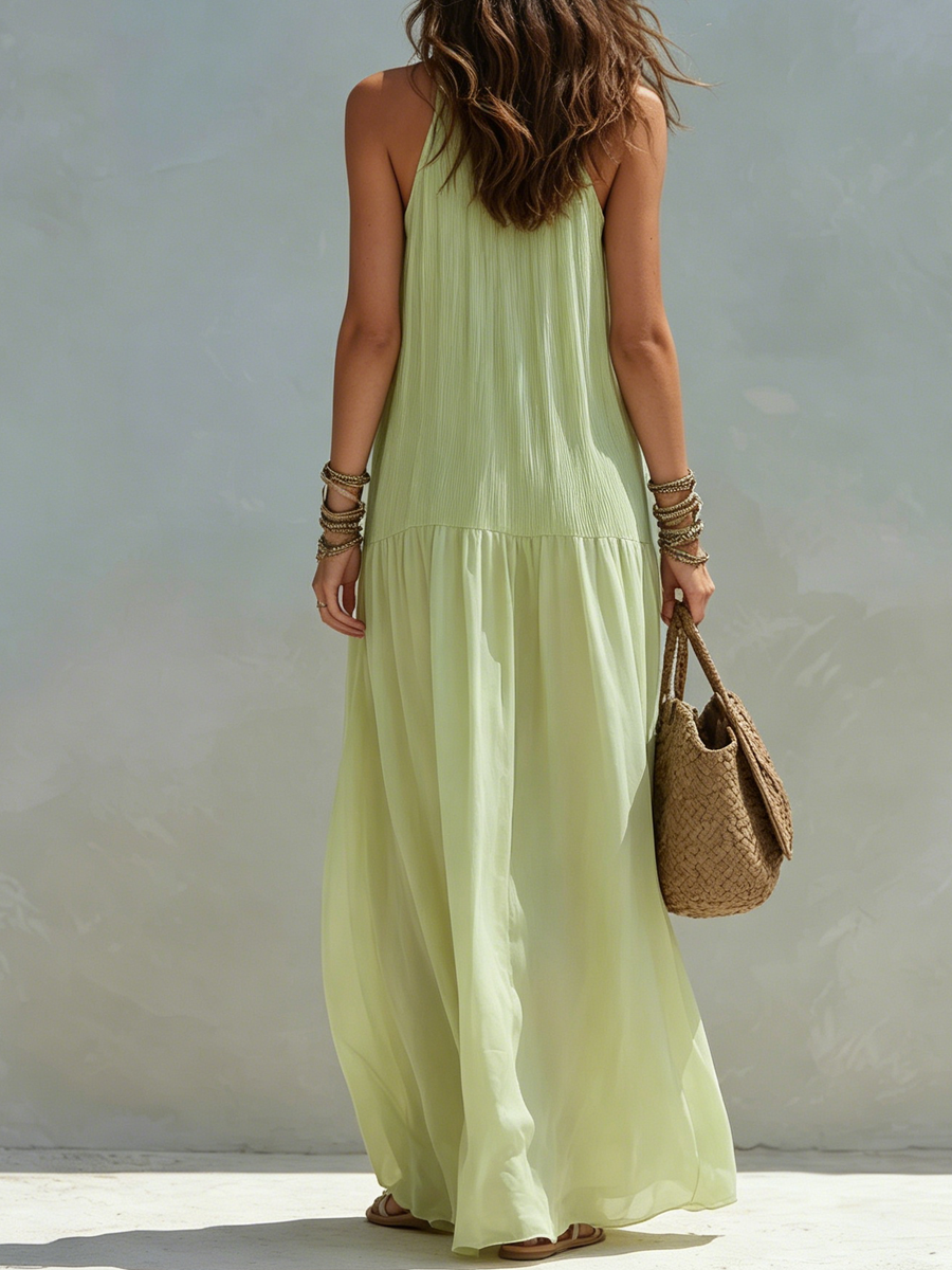 Bohemian Pistachio Green Maxi Dress