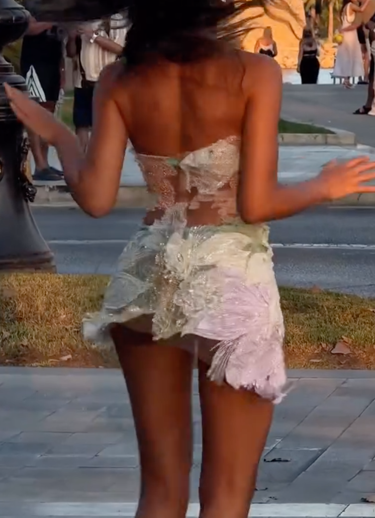 Mint & Pastel Lace Halter Mini Dress
