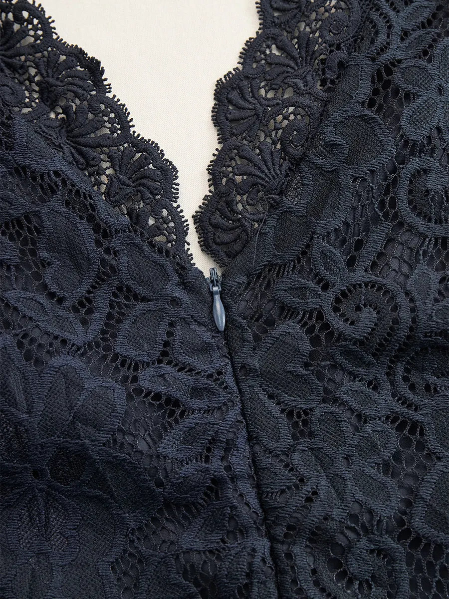 [24-hour shipping out]Vintage Bohemian Blue Lace Sleeveless Midi Dress