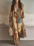Art-Inspired  With Belted Waist ¨C Effortless Luxury Style Wide-Leg Jumpsuit