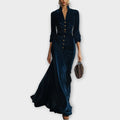 Midnight Velvet Button Maxi Dress