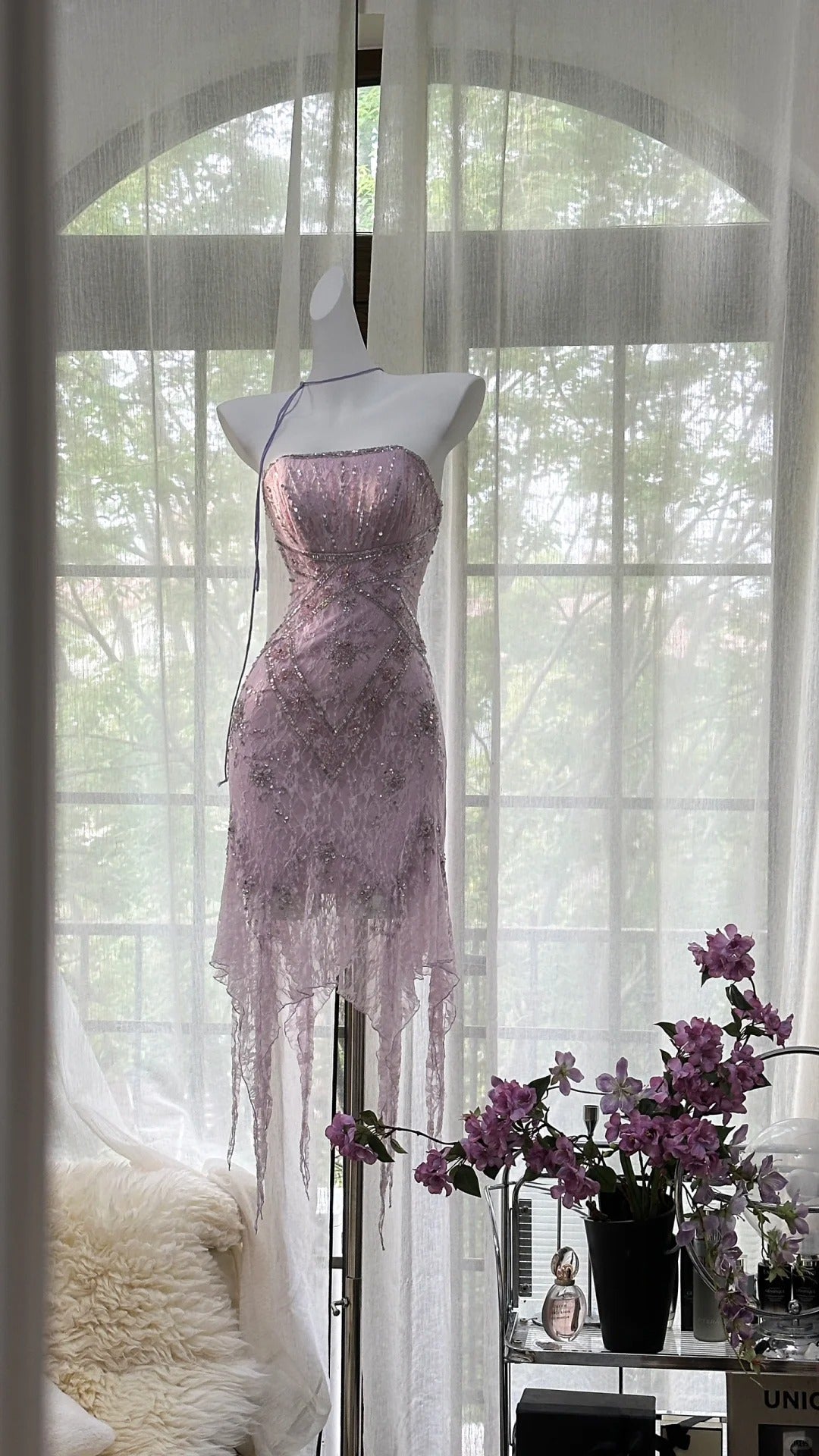 Purple Gorgeous Exquisite Beaded Lace Long Chiffon Homecoming Dress Prom Dress Evening Dress Wedding Party Dress Prom Dress Graduation Date Dress 3988