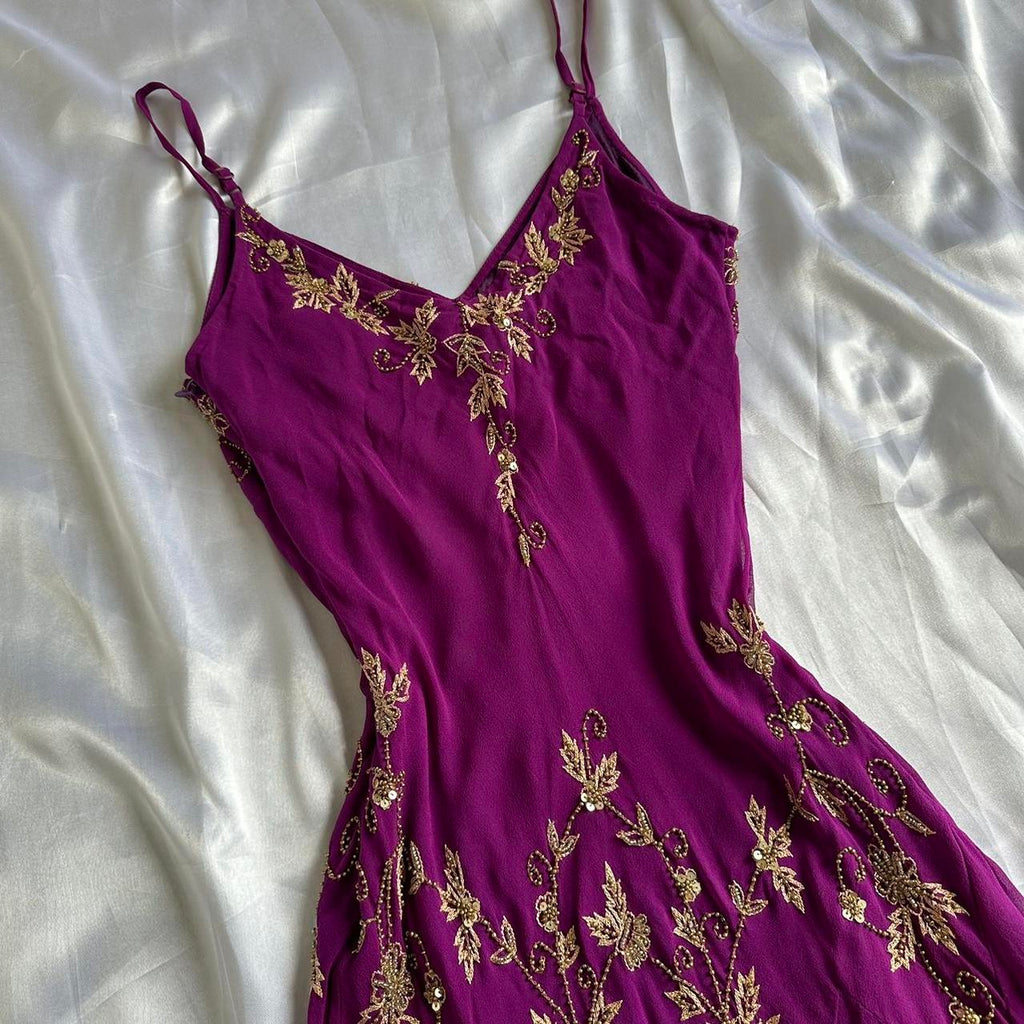 Women's Purple and Gold Dress