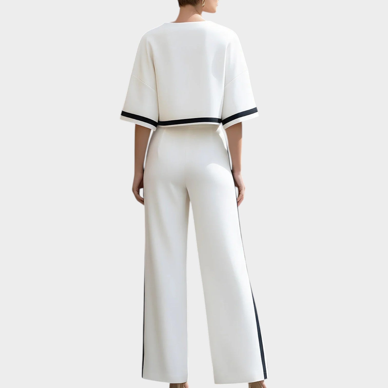 Modern Contrast Trim Two-Piece Set