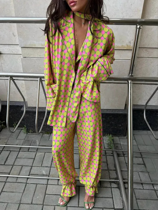 Polka Dot Blazer & Jogger Pants Co‑Ord Set