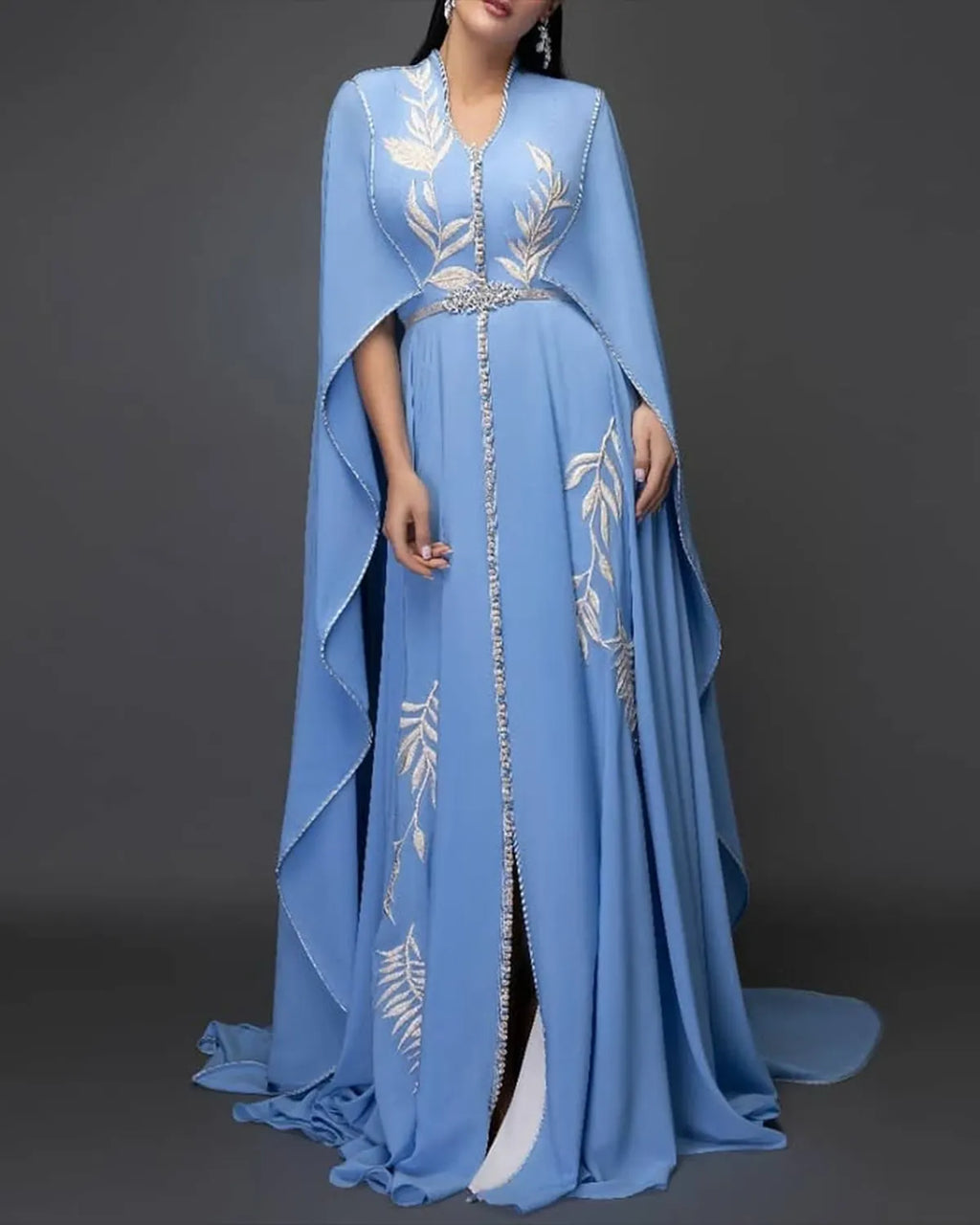 Women's V-neck embroidered kaftan Dress