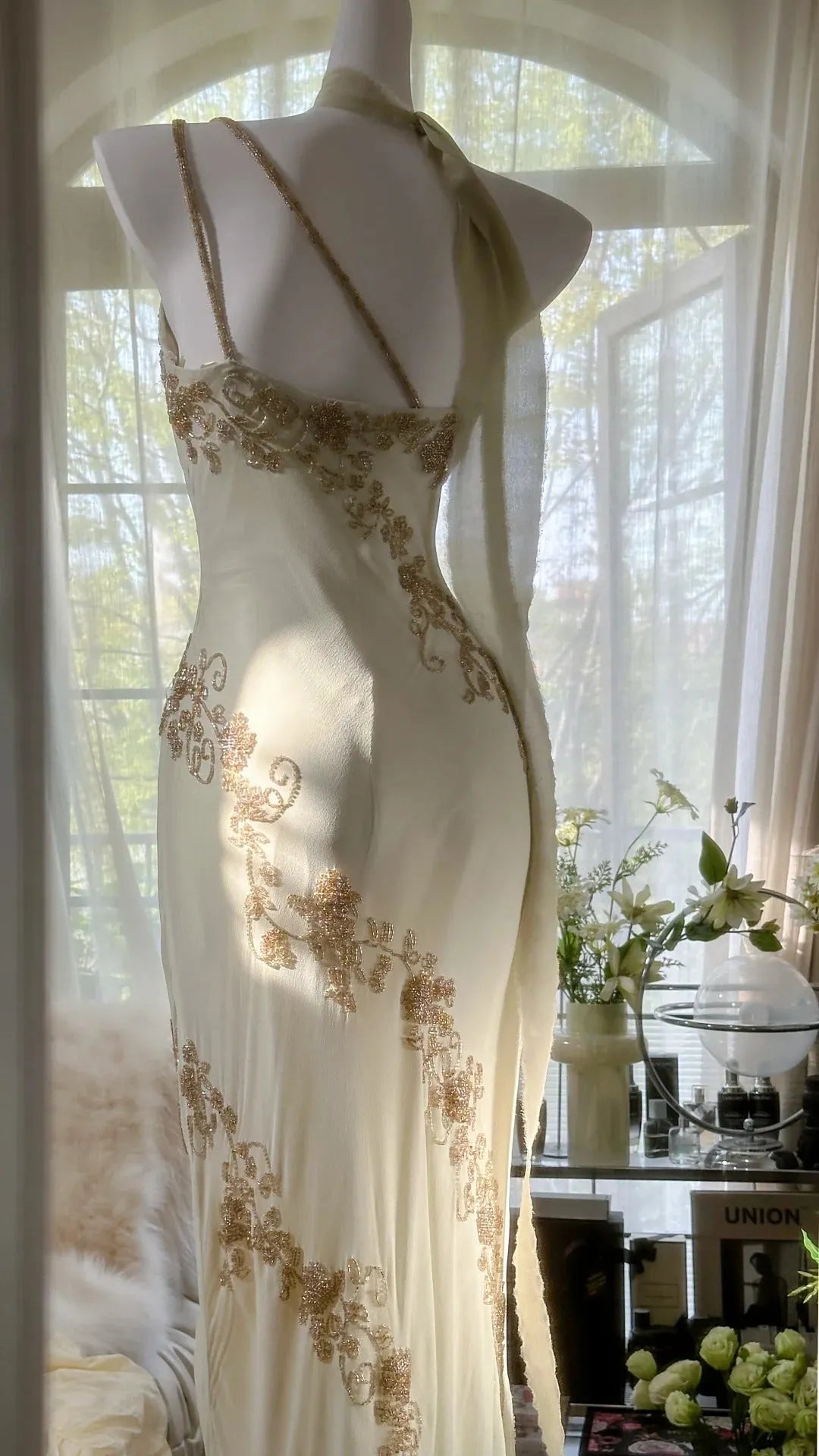 Ivory White Vintage Fashion One Shoulder Exquisite Beaded Long Chiffon Ball Gown Birthday Party Dress Cocktail Party Dress Evening Dress Prom Dress 3971