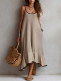 Contrast Piping And Flared Hem Knit Midi Dress