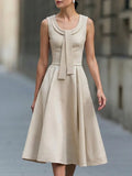 Sleeveless Tie-Neck Fit-and-Flare Midi Dress